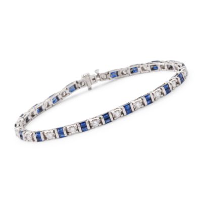C. 1980 Vintage 4.00 Carat Sapphire and Diamond Platinum Bracelet. 7.25" &mdash; Alt Image 1
