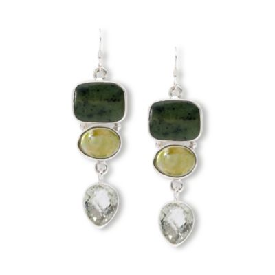 Mixed Green Gem Earrings In Sterling Silver &mdash; Alt Image 1