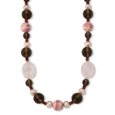 Multi-Gemstone and Cultured Pearl Necklace In 14kt Yellow Gold. 17" &mdash; Alt Image 1