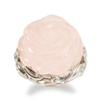 Rose Quartz Floral Ring In Sterling Silver &mdash; Alt Image 1