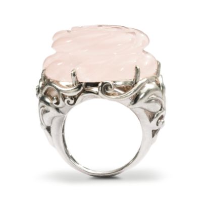 Rose Quartz Floral Ring In Sterling Silver &mdash; Alt Image 3