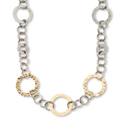 Italian Sterling Silver and 18kt Yellow Gold Circle-Link Necklace &mdash; Alt Image 1