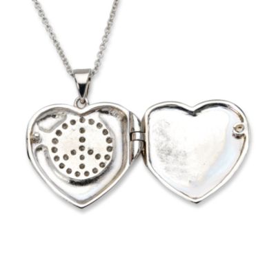 Heart Locket Necklace With CZ Peace Sign In Sterling Silver &mdash; Alt Image 2