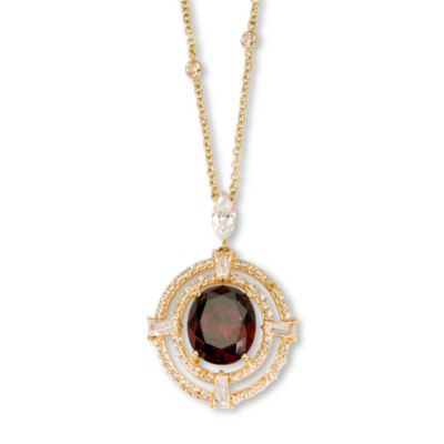 6.80 Carat Faux Ruby Necklace With 2.50 ct. t.w. CZ In Vermeil &mdash; Alt Image 1