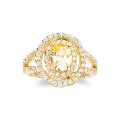 1.40 ct. Yellow CZ Oval Ring With White CZs In Vermeil &mdash; Alt Image 1