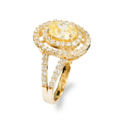 1.40 ct. Yellow CZ Oval Ring With White CZs In Vermeil &mdash; Alt Image 2