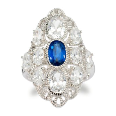 1.40 ct. t.w. Blue CZ Ring With Antique CZ Frame In Sterling Silver &mdash; Alt Image 1