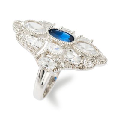 1.40 ct. t.w. Blue CZ Ring With Antique CZ Frame In Sterling Silver &mdash; Alt Image 2