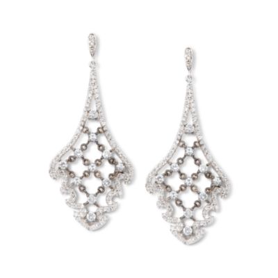 3.90 ct. t.w. CZ Fancy Chandelier Design Dangle Earrings In Sterling Silver  &mdash; Alt Image 1