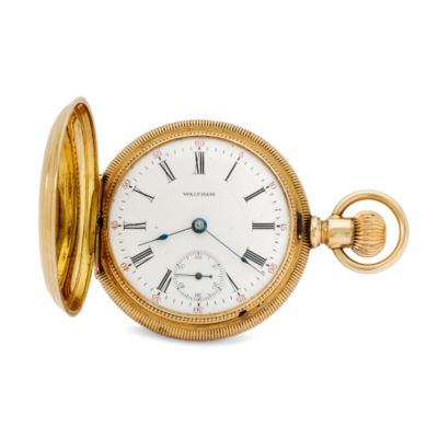 C. 1900 Vintage Waltham Men's Hunter Style Pocket Watch In 14kt Yellow Gold  &mdash; Alt Image 1