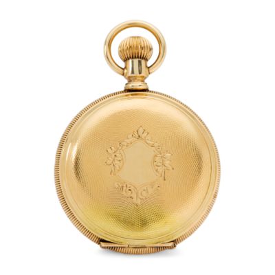 C. 1900 Vintage Waltham Men's Hunter Style Pocket Watch In 14kt Yellow Gold  &mdash; Alt Image 2