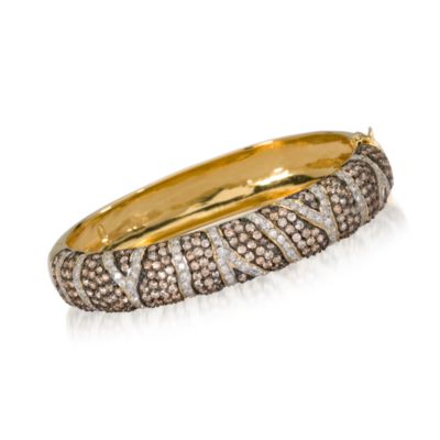 11.85 ct. t.w. Brown and White CZ Bangle Bracelet In Vermeil. 7" &mdash; Alt Image 1