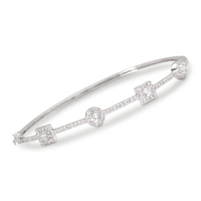 2.30 ct. t.w. Round and Square Station Bangle Bracelet In Sterling Silver &mdash; Alt Image 1