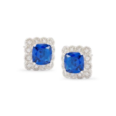 3.90 ct. t.w. Faux Sapphire Earrings With CZ In Sterling Silver &mdash; Alt Image 1