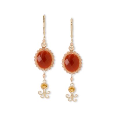 Carnelian Earrings With Aventurine and Citrine In 14kt Yellow Gold  &mdash; Alt Image 1