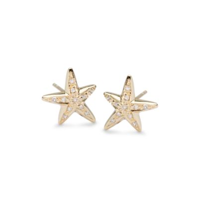 Diamond Accent Starfish Earrings In 14kt Yellow Gold  &mdash; Alt Image 1