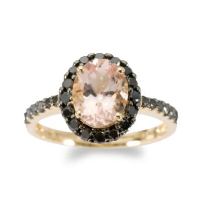 1.75 Carat Morganite Ring With .55 ct. t.w. Black Diamond In 14kt Yellow Gold &mdash; Alt Image 1