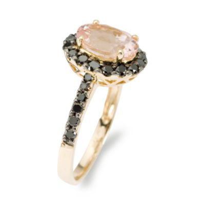 1.75 Carat Morganite Ring With .55 ct. t.w. Black Diamond In 14kt Yellow Gold &mdash; Alt Image 2