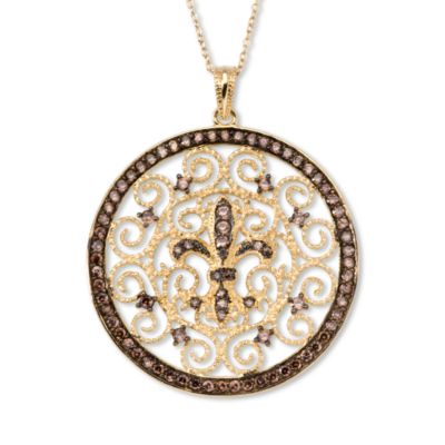 3.20 ct. t.w. Brown CZ Fleur-De-Lis Necklace In Vermeil. 18" &mdash; Alt Image 1