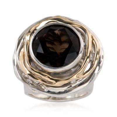 6.90 ct. Smoky Quartz Ring In Sterling Silver and 14kt Yellow Gold &mdash; Alt Image 1