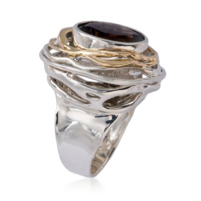 6.90 ct. Smoky Quartz Ring In Sterling Silver and 14kt Yellow Gold &mdash; Alt Image 2