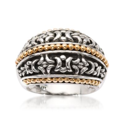 Scrolled Dome Ring In Two-Tone &mdash; Alt Image 1