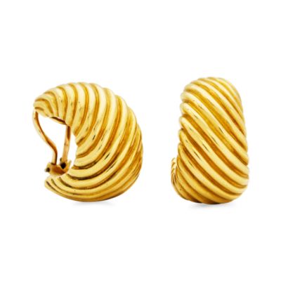 C. 1965 Vintage Tiffany & Co. Puffed Hoop Earrings In 18kt Yellow Gold  &mdash; Alt Image 1