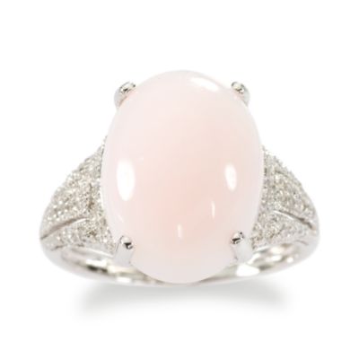 Pink Opal and Diamond Ring In 14kt White Gold &mdash; Alt Image 1