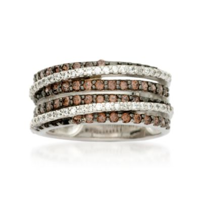 1.15 ct. t.w. Chocolate and White CZ Band Ring In Sterling Silver &mdash; Alt Image 1
