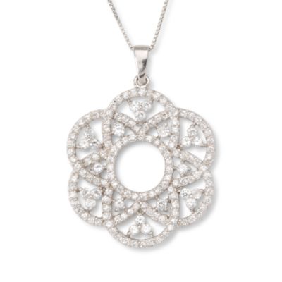 1.95 ct. t.w. CZ Floral Necklace In Sterling Silver &mdash; Alt Image 1