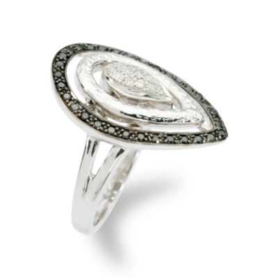 .40 ct. t.w. Black and White Diamond Pear-Shaped Ring In Sterling Silver. Size 6 &mdash; Alt Image 2