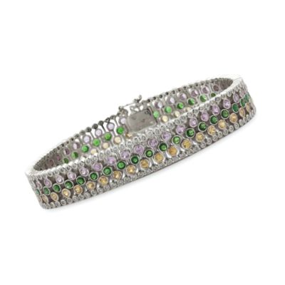 C. 1980 Vintage 7.60 ct. t.w. Multi-Gem Bracelet In 18kt White Gold. 7" &mdash; Alt Image 1
