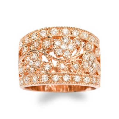 .95 ct. t.w. CZ Floral Vine Band Ring In Rose-Tone Vermeil &mdash; Alt Image 1