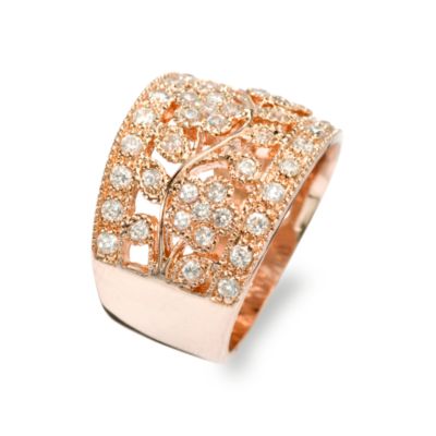.95 ct. t.w. CZ Floral Vine Band Ring In Rose-Tone Vermeil &mdash; Alt Image 2