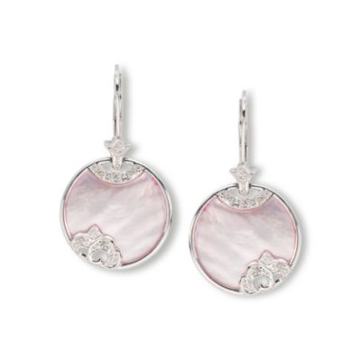 Pink Mother-Of-Pearl Earrings With Diamond Accents In Sterling Silver &mdash; Alt Image 1