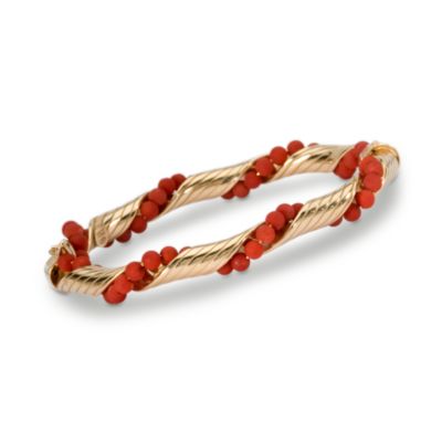 Italian Twisted Coral Bangle Bracelet In Vermeil. 8" &mdash; Alt Image 1