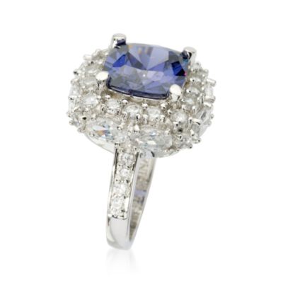 6.55 Carat Faux Tanzanite Ring With CZ In Sterling Silver &mdash; Alt Image 2