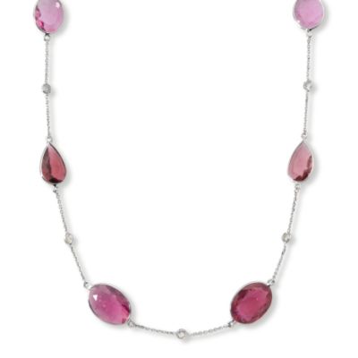 19.60 ct. t.w. Pink Tourmaline Necklace With Diamond In 14kt White Gold &mdash; Alt Image 1