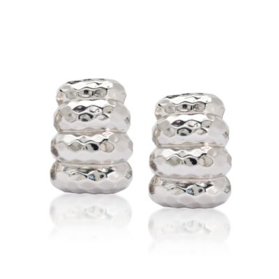 Sterling Silver Hammered Earrings. Clip Earrings &mdash; Alt Image 1