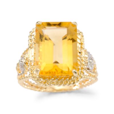 6.75 Carat Citrine Ring With Diamond Accent In 14kt Yellow Gold. Size 6.5 &mdash; Alt Image 1