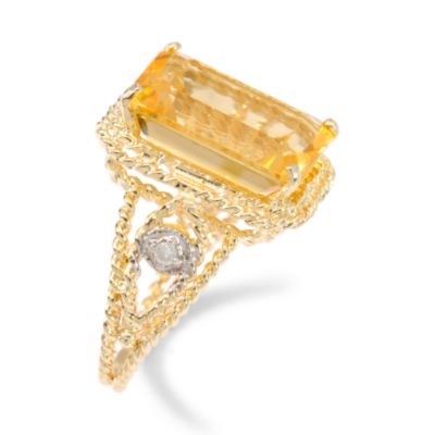 6.75 Carat Citrine Ring With Diamond Accent In 14kt Yellow Gold. Size 6.5 &mdash; Alt Image 2