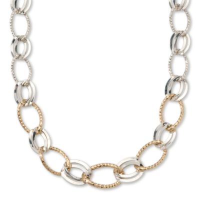 Link Neck In Sterling Silver and 14kt Yellow Gold. 20" &mdash; Alt Image 1