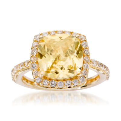 2.00 Carat Canary Yellow CZ Ring With White CZ In Vermeil &mdash; Alt Image 1