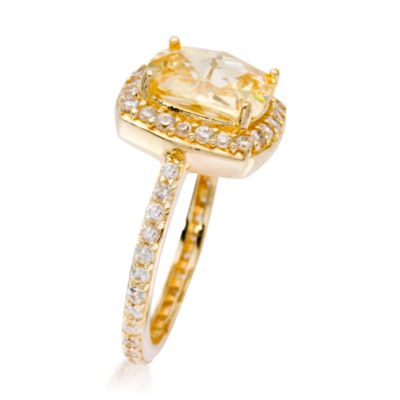 2.00 Carat Canary Yellow CZ Ring With White CZ In Vermeil &mdash; Alt Image 2