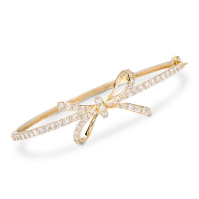 3.00 ct. t.w. CZ Bow Bangle Bracelet In Vermeil. 7" &mdash; Alt Image 1