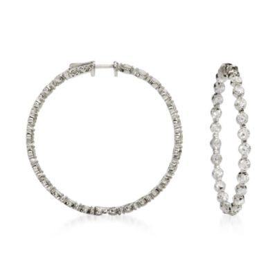 10.00 ct. t.w. Diamond Hoop Earrings In 14kt White Gold &mdash; Alt Image 1