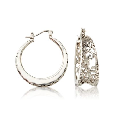 Christie Brinkley Sterling Silver Scrollwork Hoop Earrings   &mdash; Alt Image 1