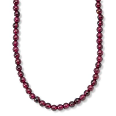 Garnet Beaded Necklace In Sterling Silver &mdash; Alt Image 1