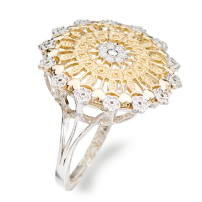 Openwork Floral Dome Ring In Two-Tone. Size 6 &mdash; Alt Image 2