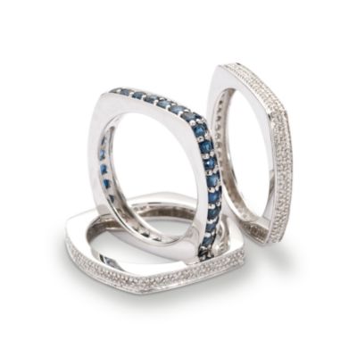 Set of Three Eternity Bands With Sapphire and Diamond In Sterling Silver &mdash; Alt Image 3